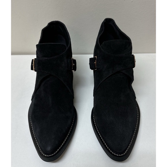 Tod's Women's Tex Gomma Ankle Bootie Boot Buckle Suede Black EU 36.5 US 6.5 - Picture 2 of 12